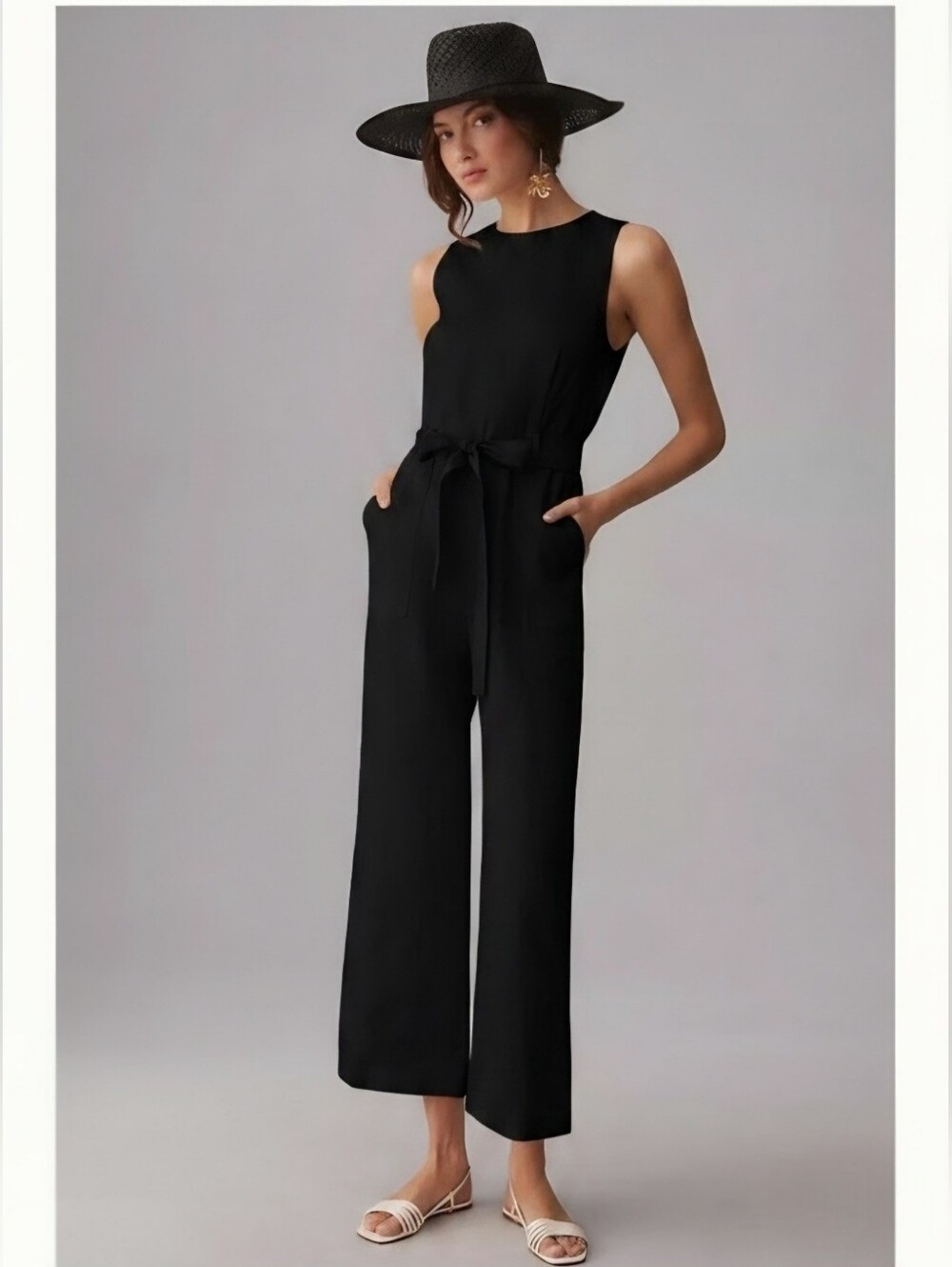 Reformation Naomi Jumpsuit Sleeveless Black Wide-Leg Jumpsuit with Tie Waist